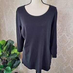 Rebecca Malone Size 1X Black T-Shirt ¾ Sleeves Scoop Neck Basic Layer EUC